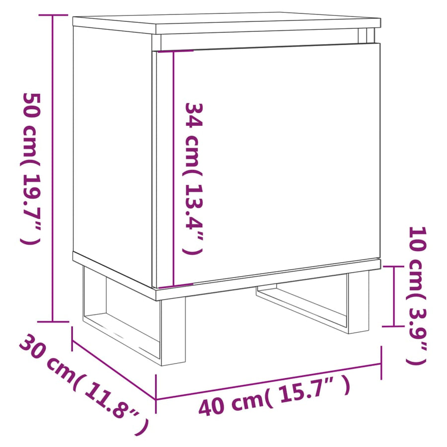 Nachtkastjes 2 St 40X30X50 Cm Bewerkt Hout Gerookt Eikenkleurig