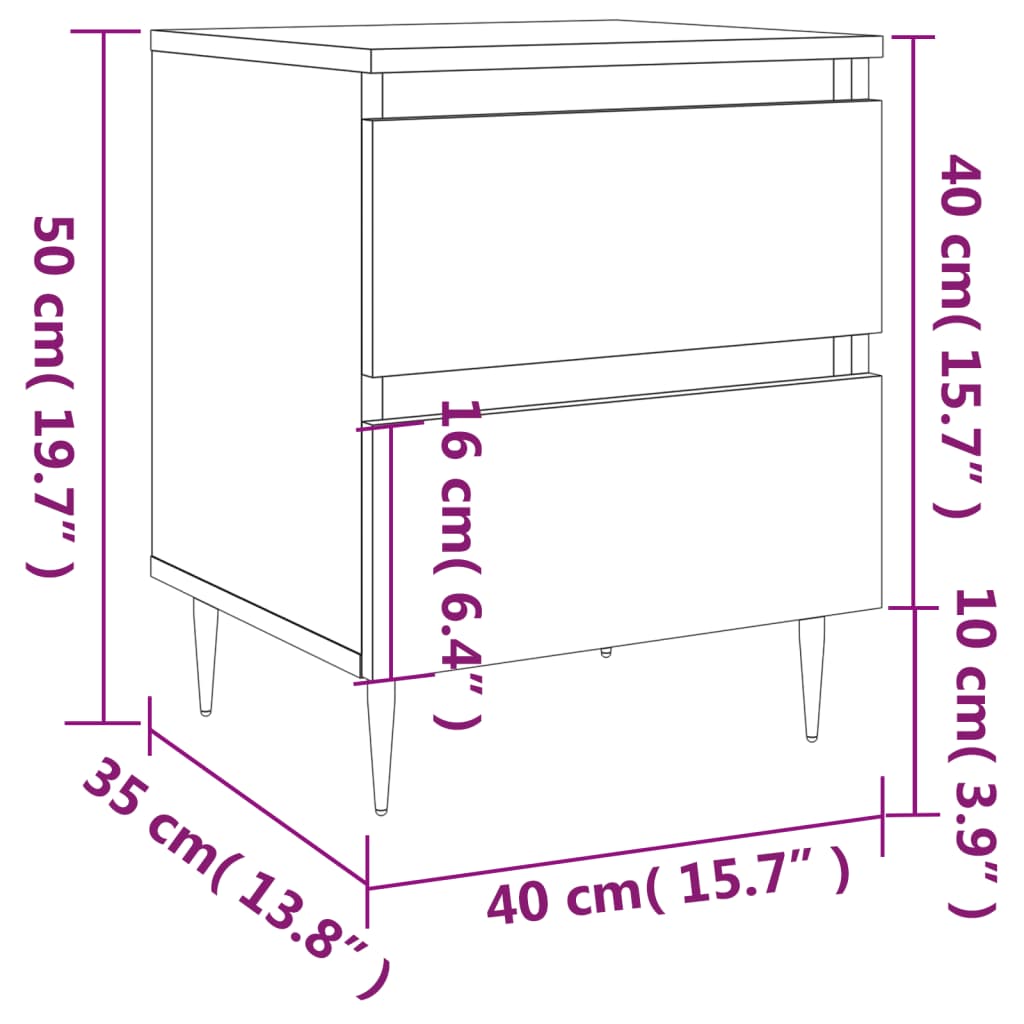 Nachtkastjes 2 St 40X35X50 Cm Bewerkt Hout Betongrijs