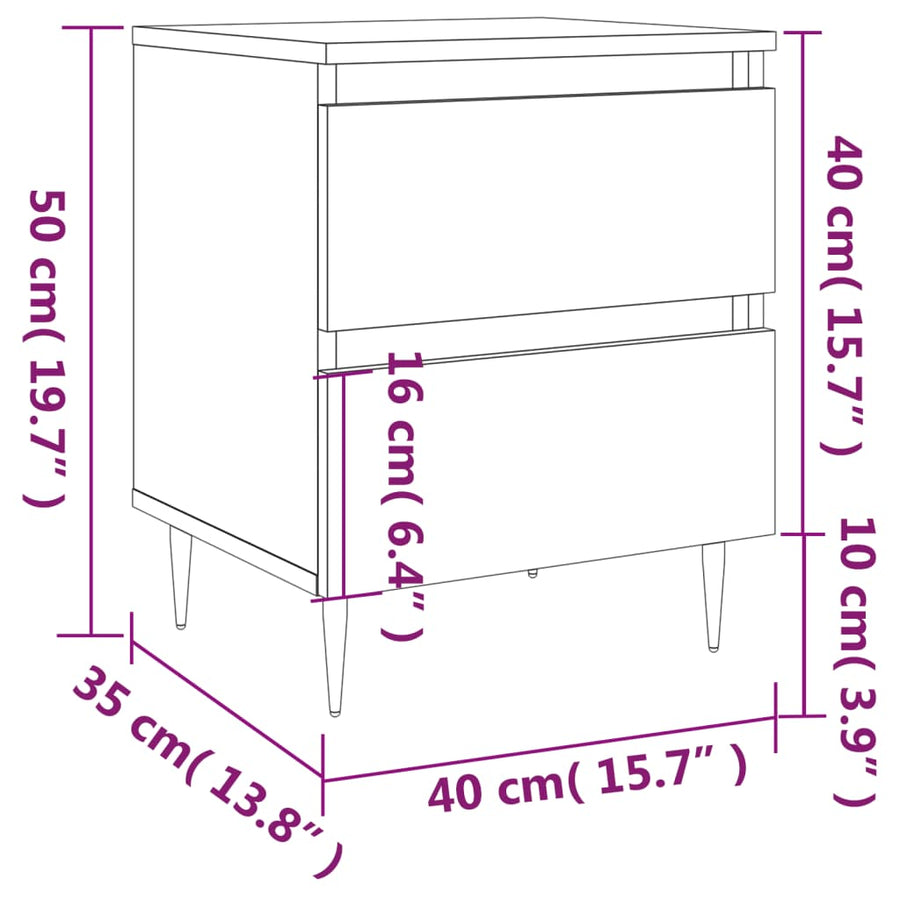 Nachtkastjes 2 St 40X35X50 Cm Bewerkt Hout Betongrijs
