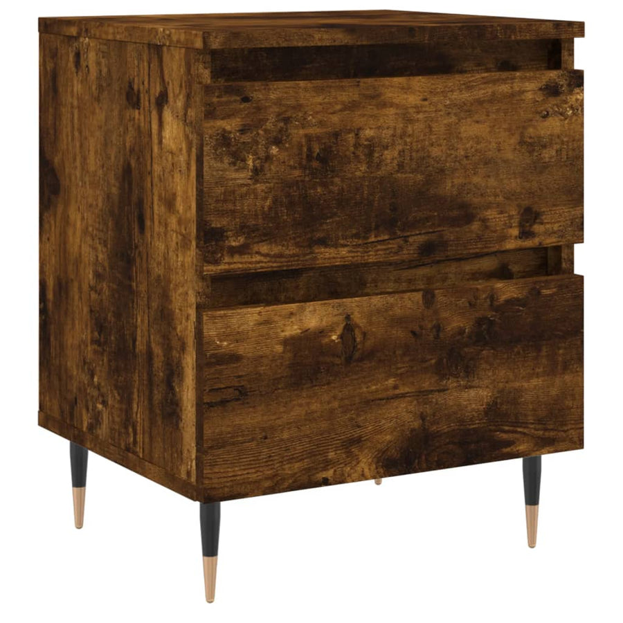 Nachtkastje 40X35X50 Cm Bewerkt Hout Gerookt Eikenkleurig