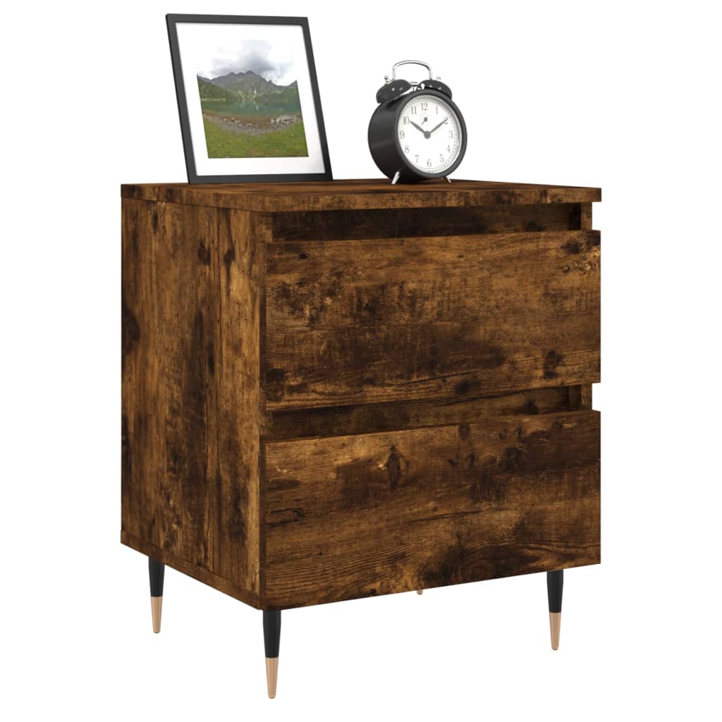 Nachtkastje 40X35X50 Cm Bewerkt Hout Gerookt Eikenkleurig