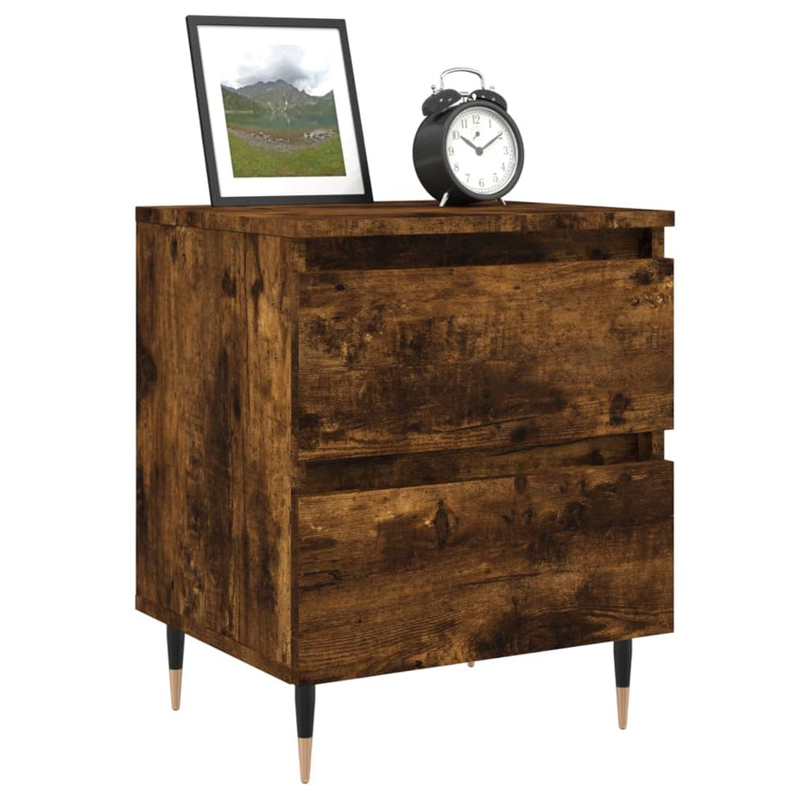 Nachtkastje 40X35X50 Cm Bewerkt Hout Gerookt Eikenkleurig