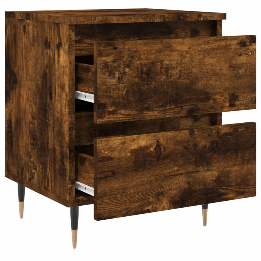 Nachtkastje 40X35X50 Cm Bewerkt Hout Gerookt Eikenkleurig
