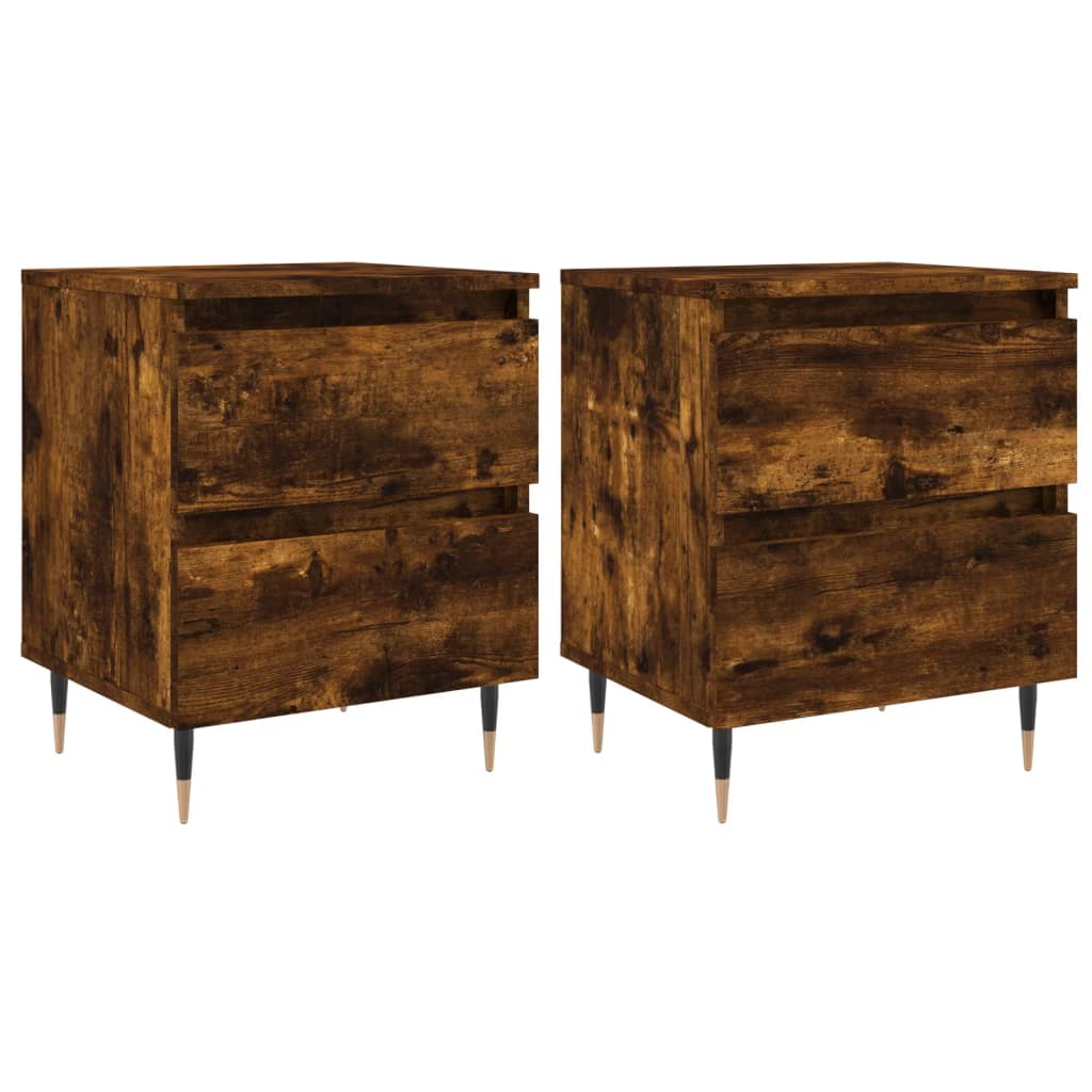 Nachtkastjes 40X35X50 Cm Bewerkt Hout Kleurig 2 Gerookt eiken