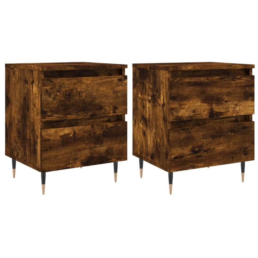 Nachtkastjes 40X35X50 Cm Bewerkt Hout Kleurig 2 Gerookt eiken