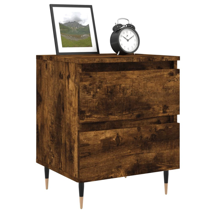Nachtkastjes 40X35X50 Cm Bewerkt Hout Kleurig 2 Gerookt eiken