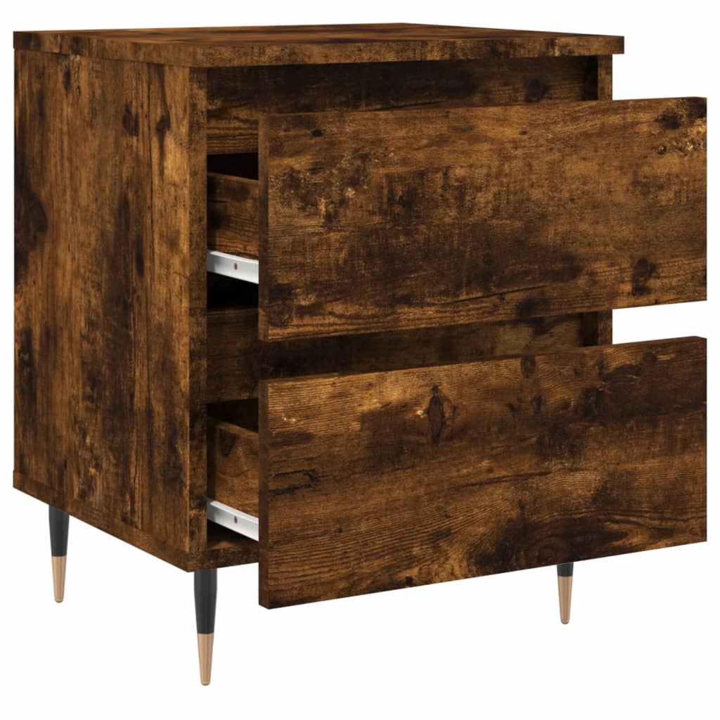 Nachtkastjes 40X35X50 Cm Bewerkt Hout Kleurig 2 Gerookt eiken