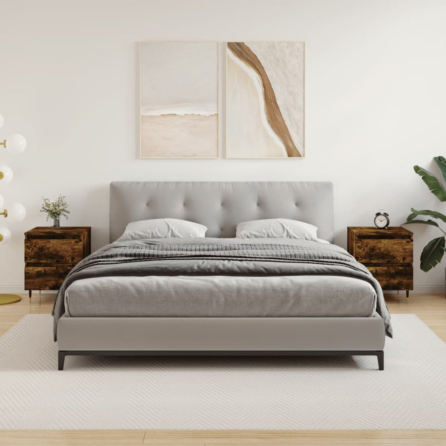 Nachtkastjes 40X35X50 Cm Bewerkt Hout Kleurig 2 Gerookt eiken
