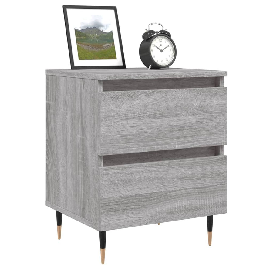 Nachtkastje 40X35X50 Cm Bewerkt Hout Eikenkleurig 1 Grijs sonoma