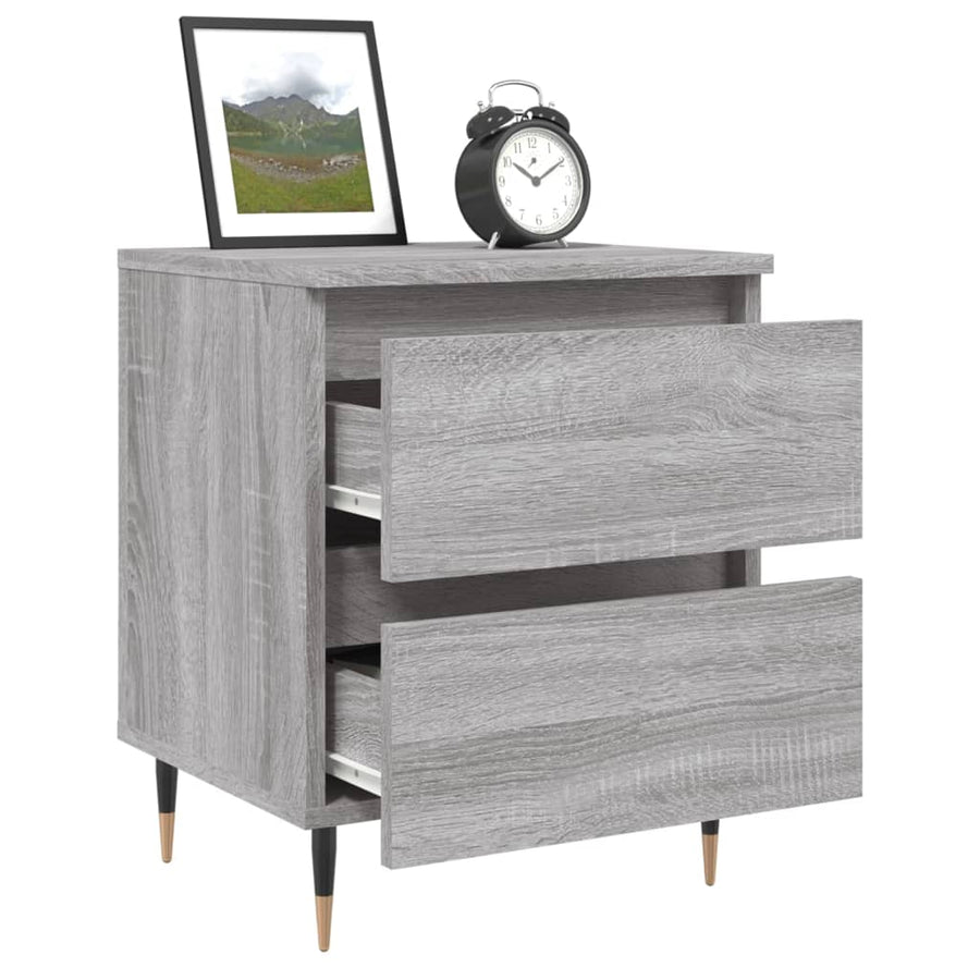 Nachtkastje 40X35X50 Cm Bewerkt Hout Eikenkleurig 1 Grijs sonoma