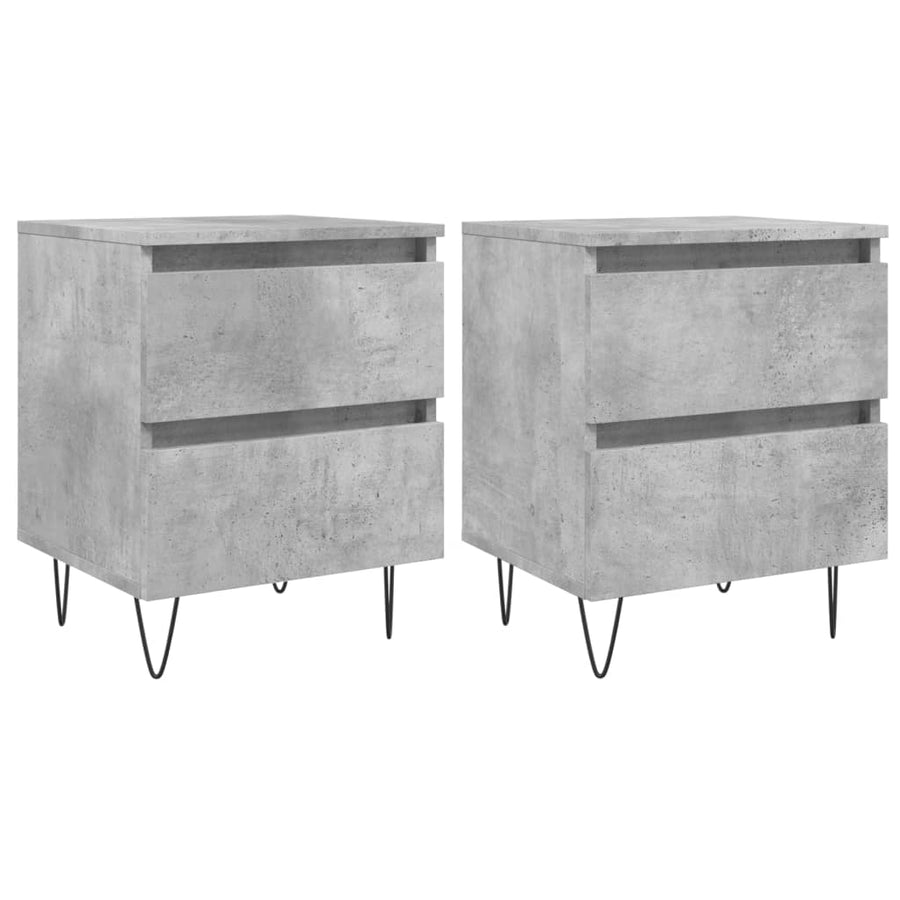 Nachtkastjes 2 St 40X35X50 Cm Bewerkt Hout Betongrijs