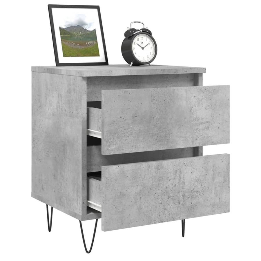 Nachtkastjes 2 St 40X35X50 Cm Bewerkt Hout Betongrijs