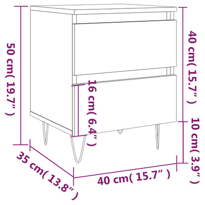 Nachtkastjes 2 St 40X35X50 Cm Bewerkt Hout Betongrijs