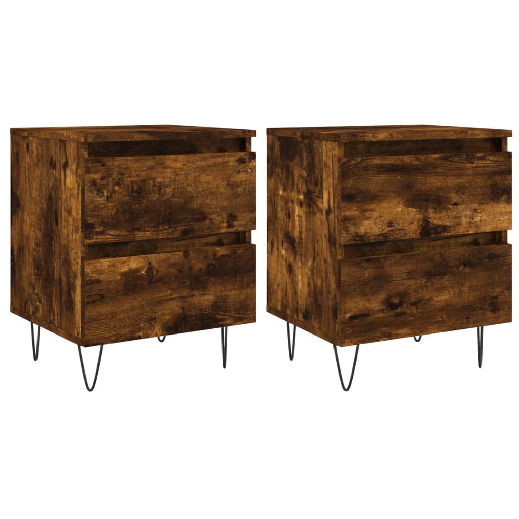 Nachtkastjes 2 St 40X35X50 Cm Bewerkt Hout Gerookt Eikenkleurig