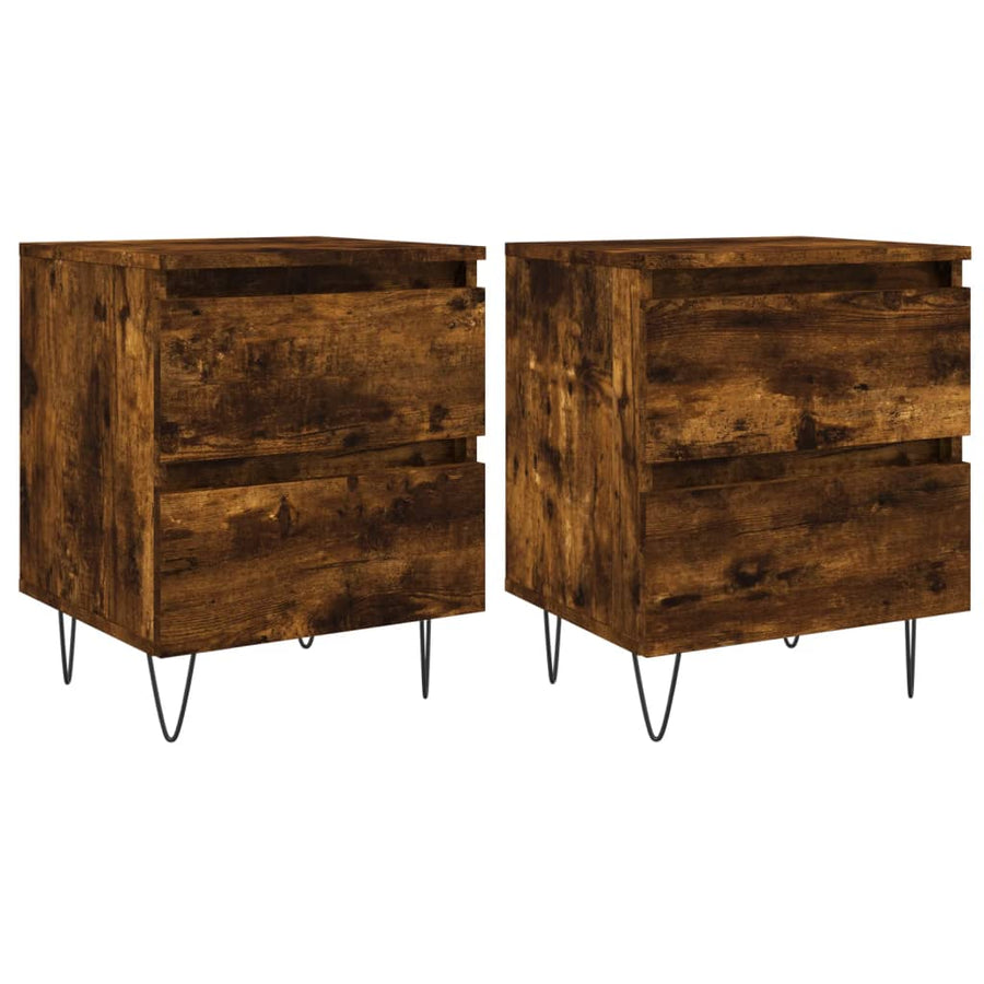Nachtkastjes 2 St 40X35X50 Cm Bewerkt Hout Gerookt Eikenkleurig