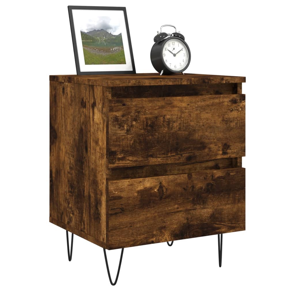 Nachtkastjes 2 St 40X35X50 Cm Bewerkt Hout Gerookt Eikenkleurig