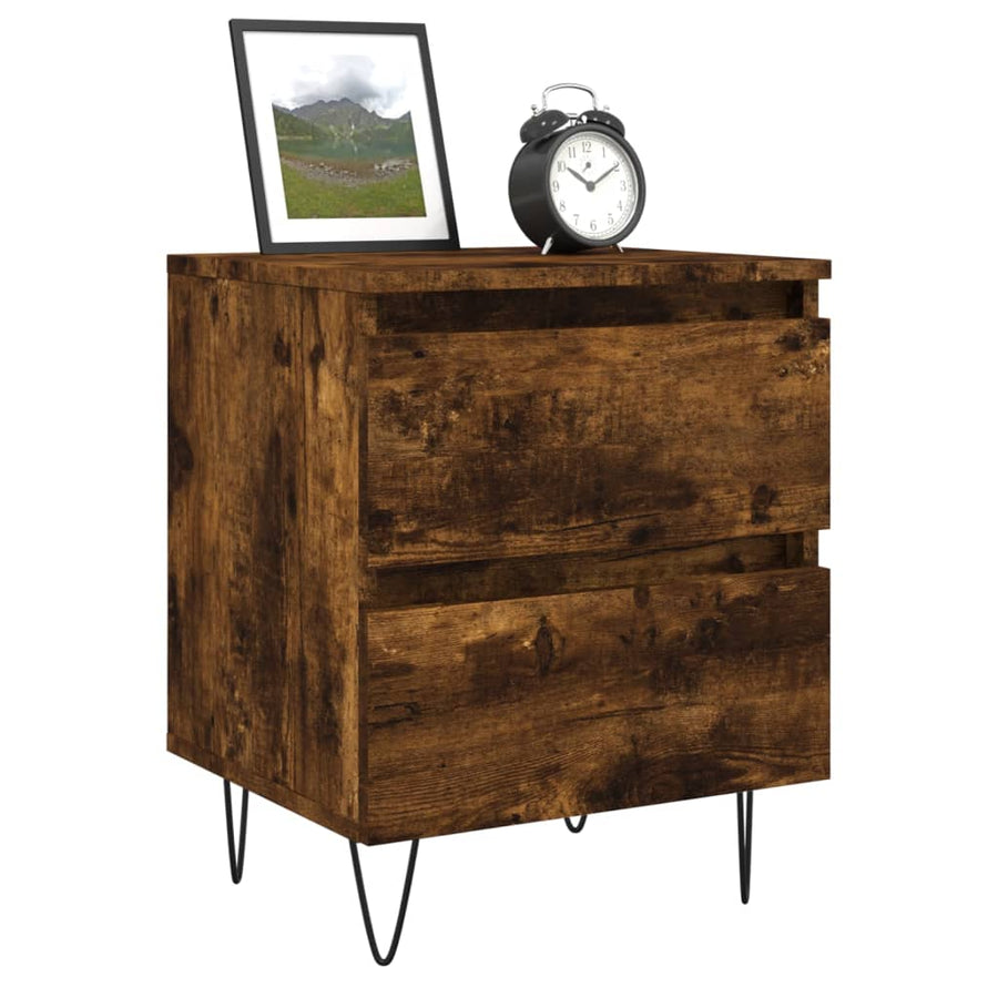 Nachtkastjes 2 St 40X35X50 Cm Bewerkt Hout Gerookt Eikenkleurig