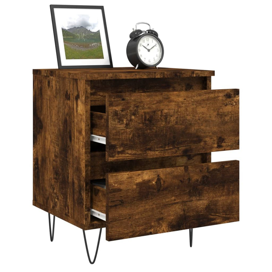 Nachtkastjes 2 St 40X35X50 Cm Bewerkt Hout Gerookt Eikenkleurig