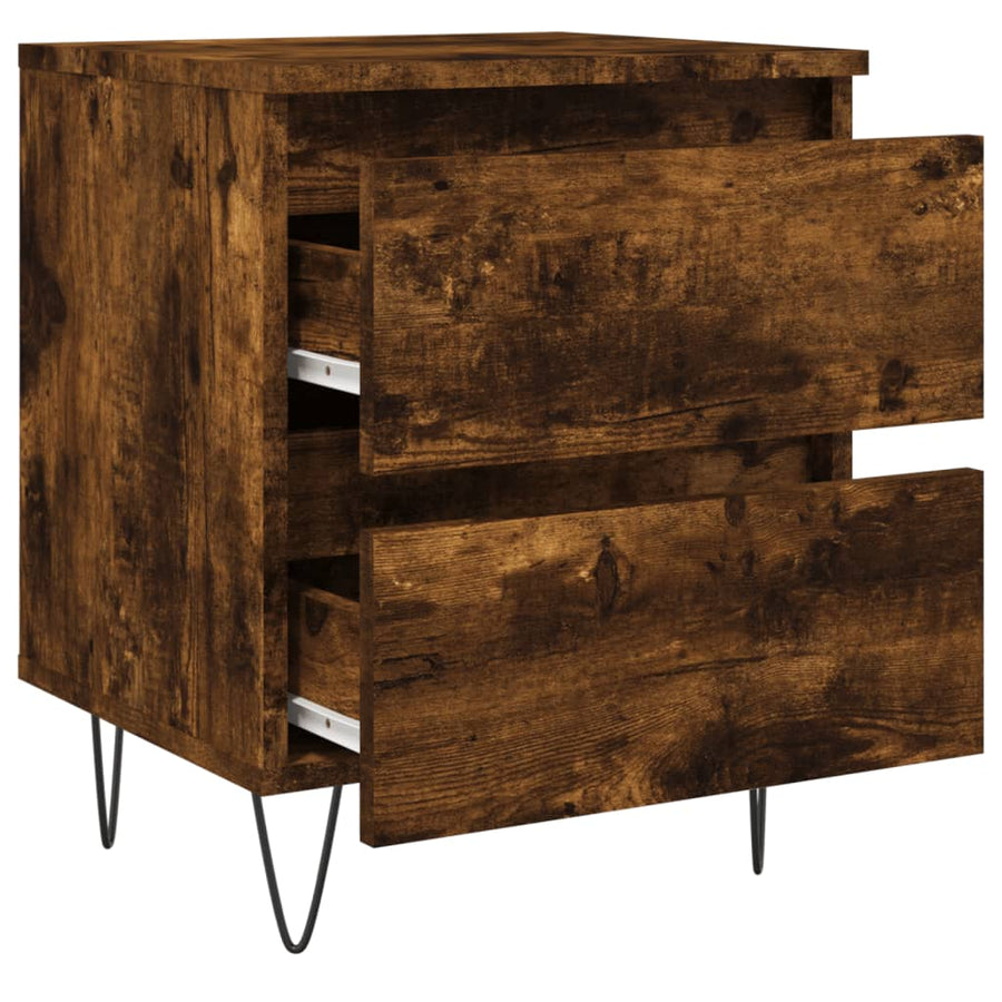 Nachtkastjes 2 St 40X35X50 Cm Bewerkt Hout Gerookt Eikenkleurig