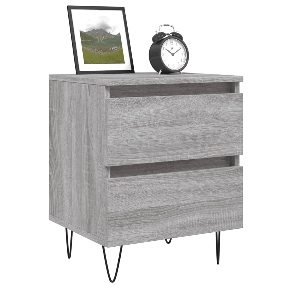 Nachtkastje 40X35X50 Cm Bewerkt Hout Grijs Sonoma Eikenkleurig