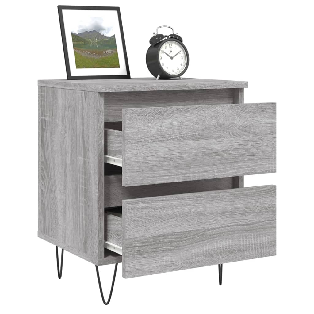 Nachtkastje 40X35X50 Cm Bewerkt Hout Grijs Sonoma Eikenkleurig