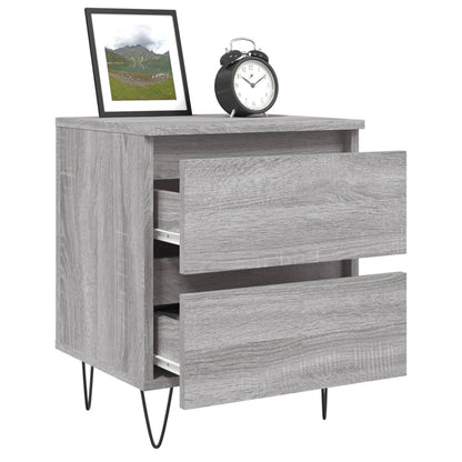 Nachtkastje 40X35X50 Cm Bewerkt Hout Grijs Sonoma Eikenkleurig