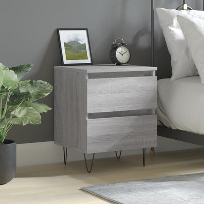 Nachtkastje 40X35X50 Cm Bewerkt Hout Grijs Sonoma Eikenkleurig