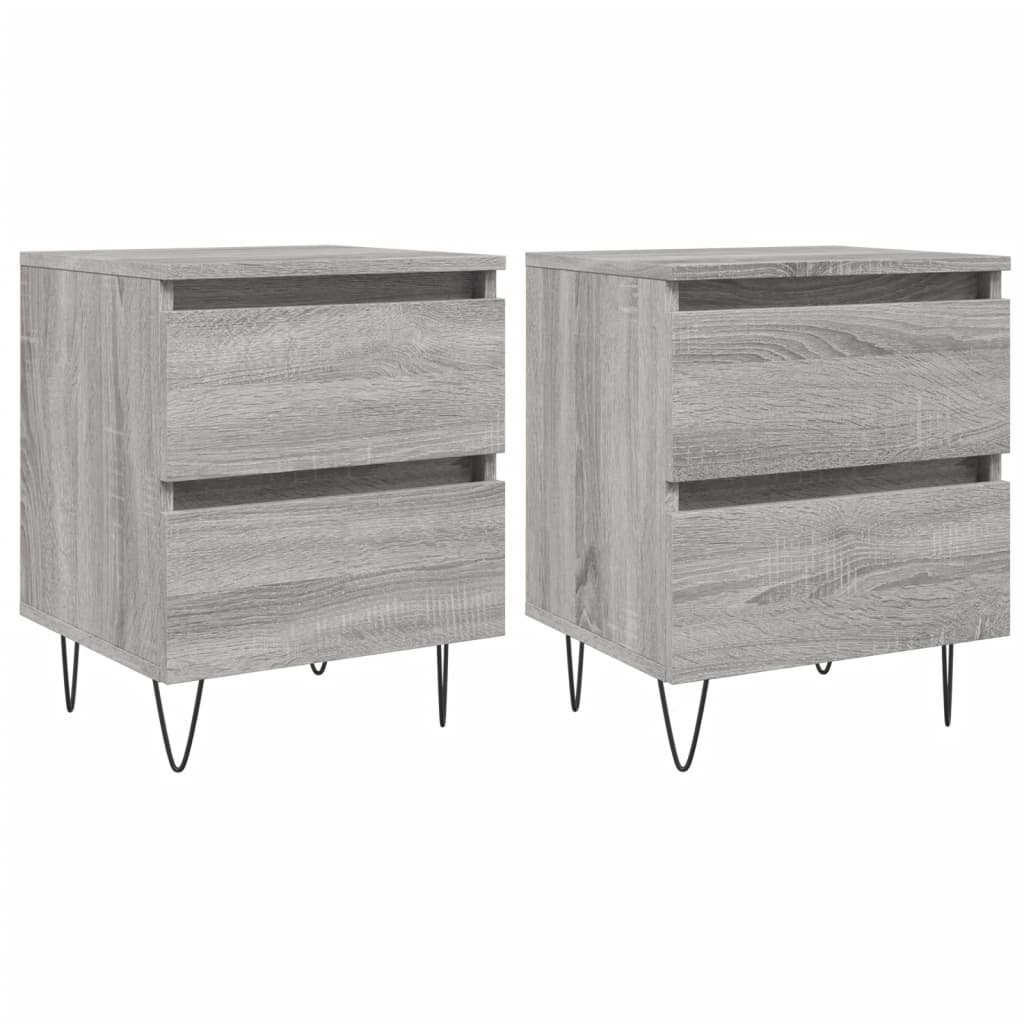 Nachtkastjes 2 St 40X35X50 Cm Bewerkt Hout Grijs Sonoma Eiken