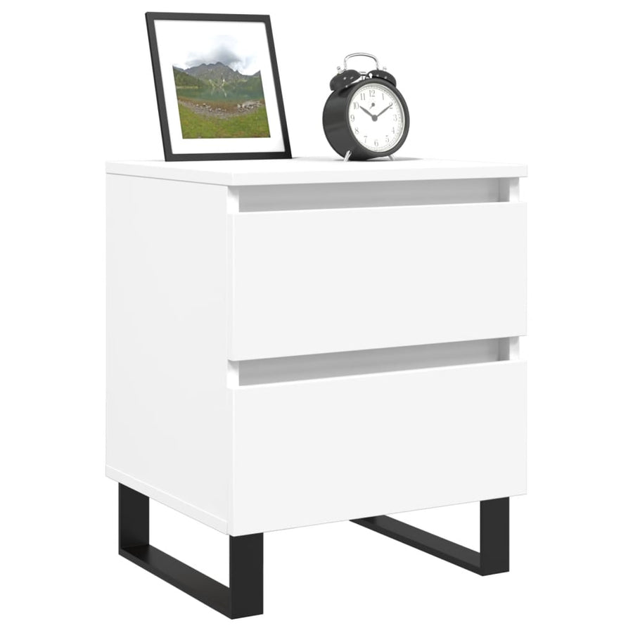 Nachtkastje 40x35x50 cm bewerkt hout wit