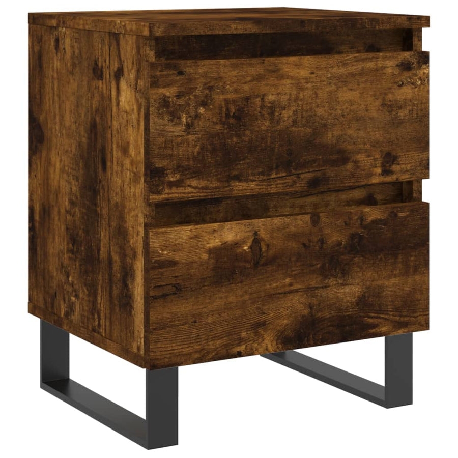 Nachtkastje 40x35x50 cm bewerkt hout gerookt eikenkleurig
