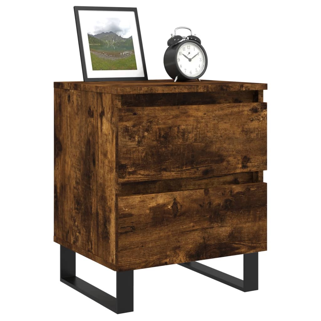 Nachtkastje 40x35x50 cm bewerkt hout gerookt eikenkleurig