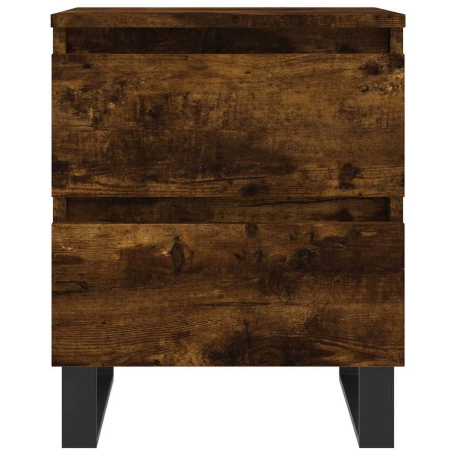 Nachtkastje 40x35x50 cm bewerkt hout gerookt eikenkleurig