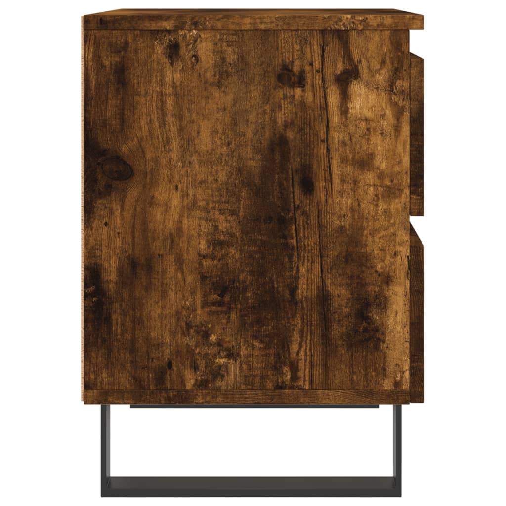 Nachtkastje 40x35x50 cm bewerkt hout gerookt eikenkleurig