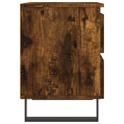 Nachtkastje 40x35x50 cm bewerkt hout gerookt eikenkleurig