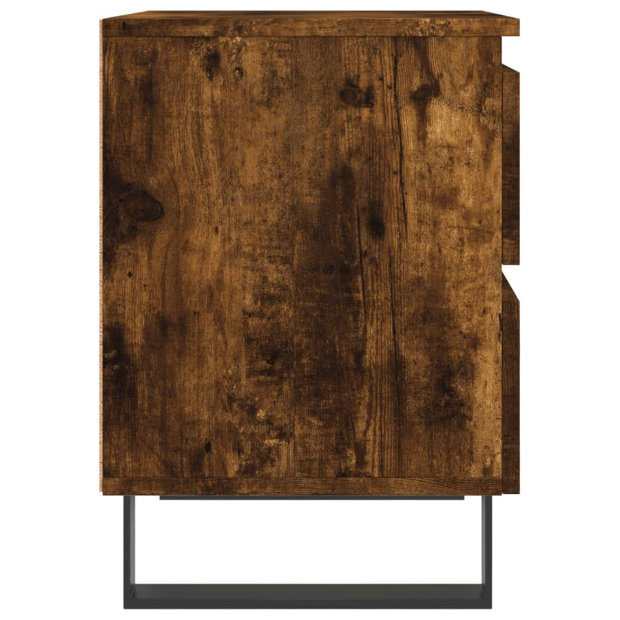 Nachtkastje 40x35x50 cm bewerkt hout gerookt eikenkleurig