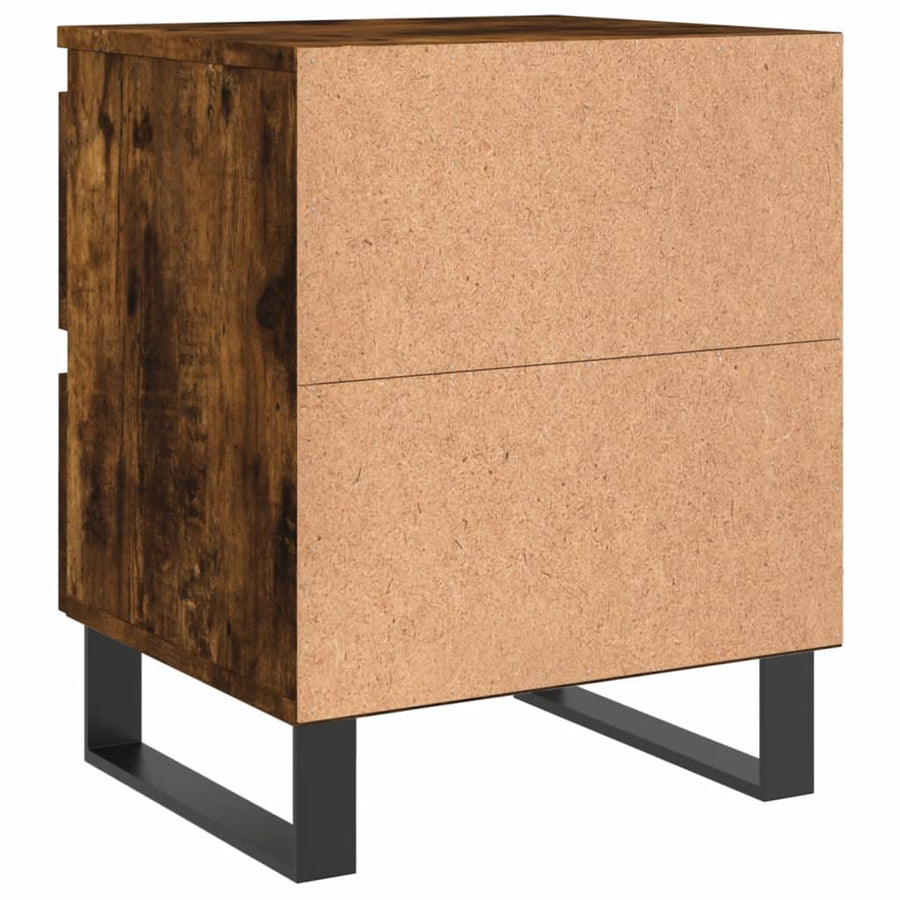 Nachtkastje 40x35x50 cm bewerkt hout gerookt eikenkleurig