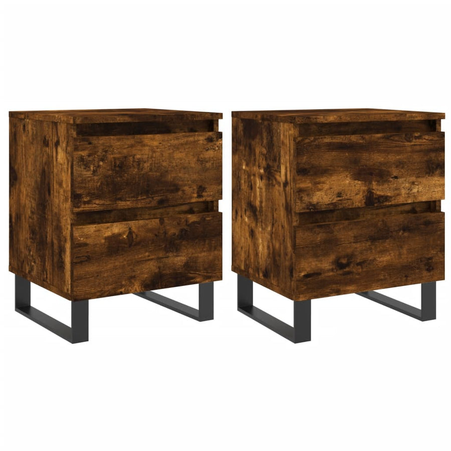 Nachtkastjes 40X35X50 Cm Bewerkt Hout Kleurig 2 Gerookt eiken