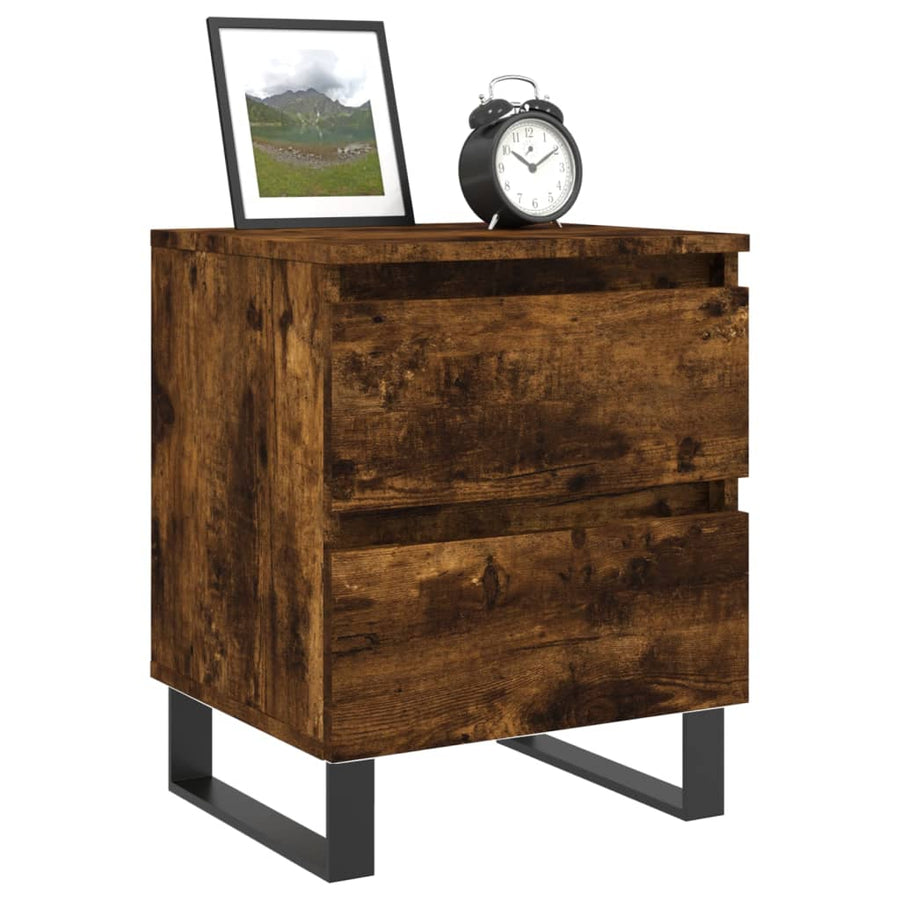 Nachtkastjes 40X35X50 Cm Bewerkt Hout Kleurig 2 Gerookt eiken
