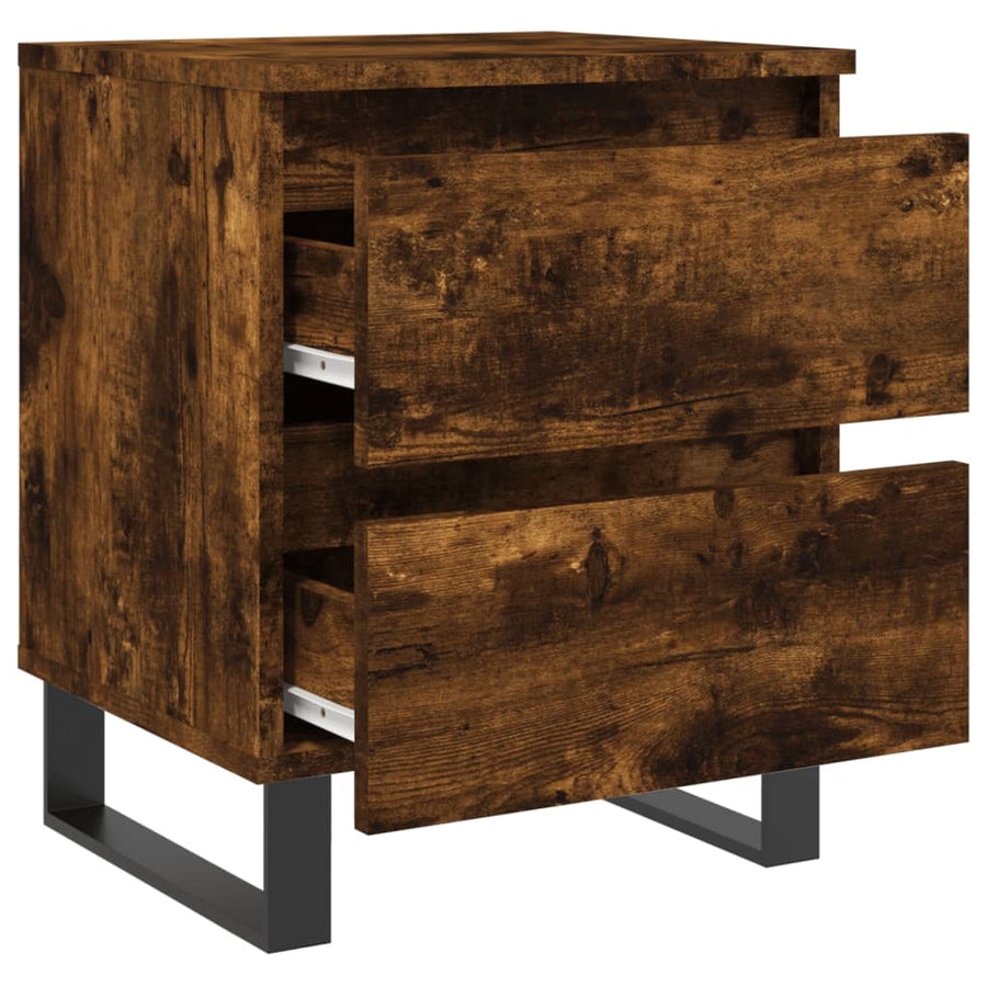 Nachtkastjes 40X35X50 Cm Bewerkt Hout Kleurig 2 Gerookt eiken