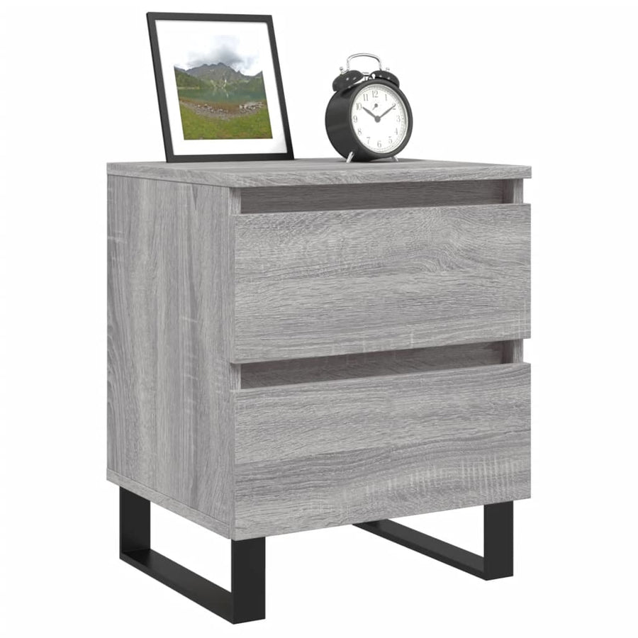 Nachtkastje 40x35x50 cm bewerkt hout grijs sonoma eikenkleurig