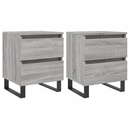 Nachtkastjes 2 st 40x35x50 cm bewerkt hout grijs sonoma eiken