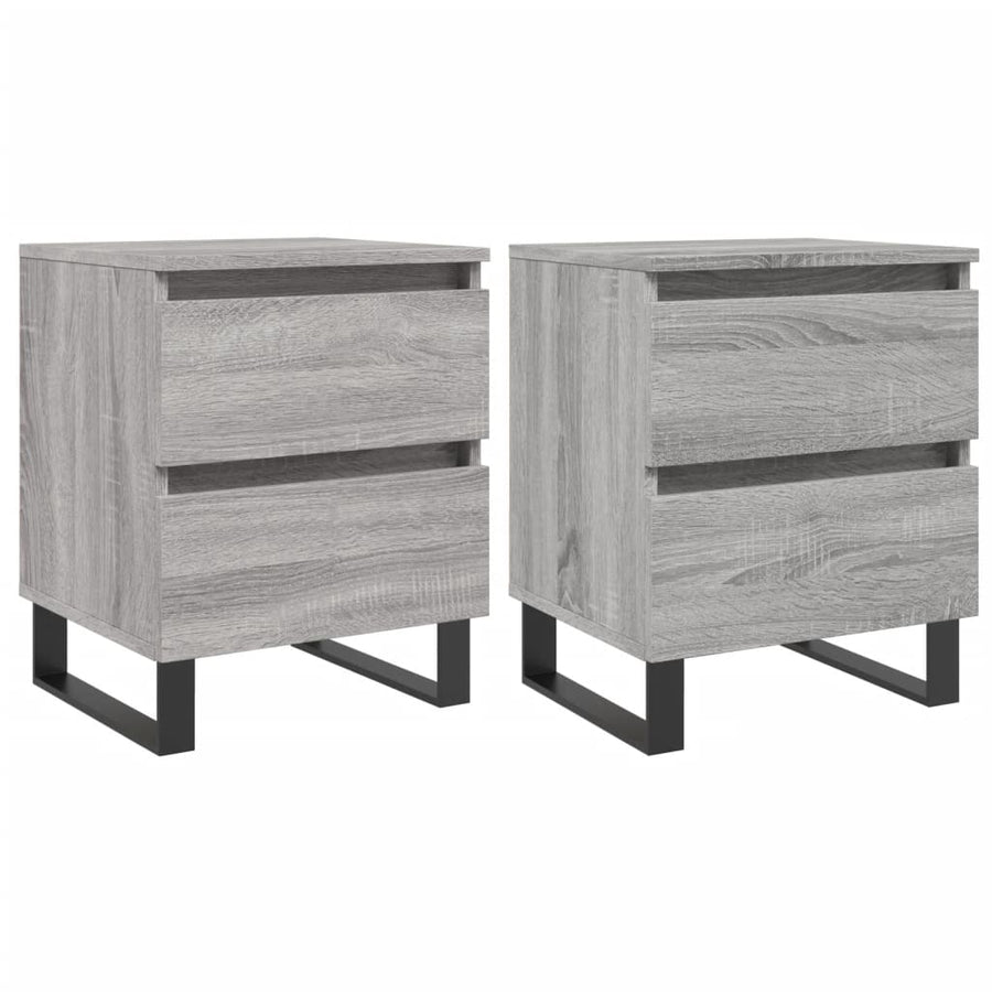 Nachtkastjes 2 st 40x35x50 cm bewerkt hout grijs sonoma eiken