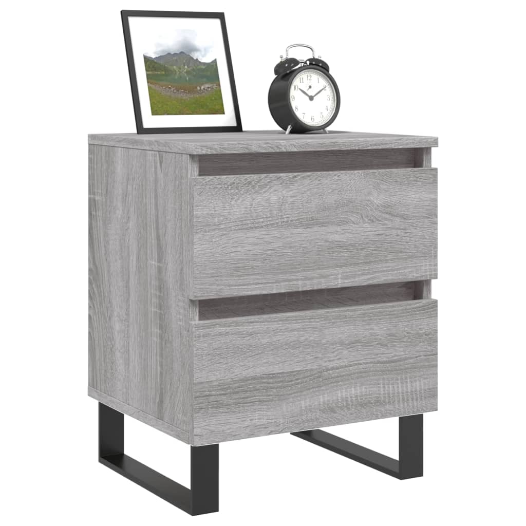 Nachtkastjes 2 st 40x35x50 cm bewerkt hout grijs sonoma eiken