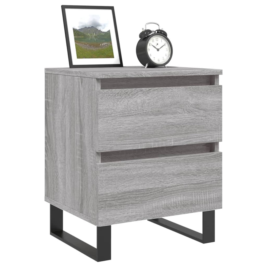 Nachtkastjes 2 st 40x35x50 cm bewerkt hout grijs sonoma eiken