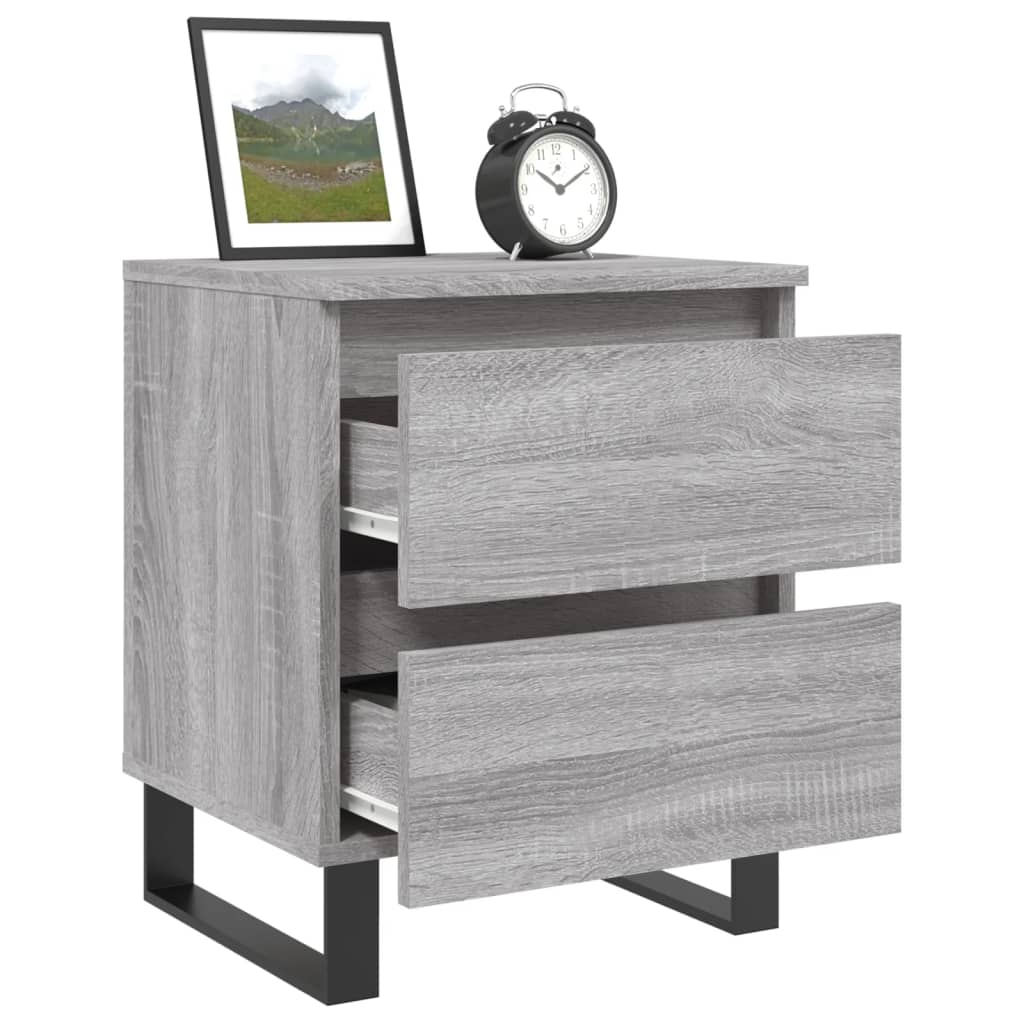 Nachtkastjes 2 st 40x35x50 cm bewerkt hout grijs sonoma eiken