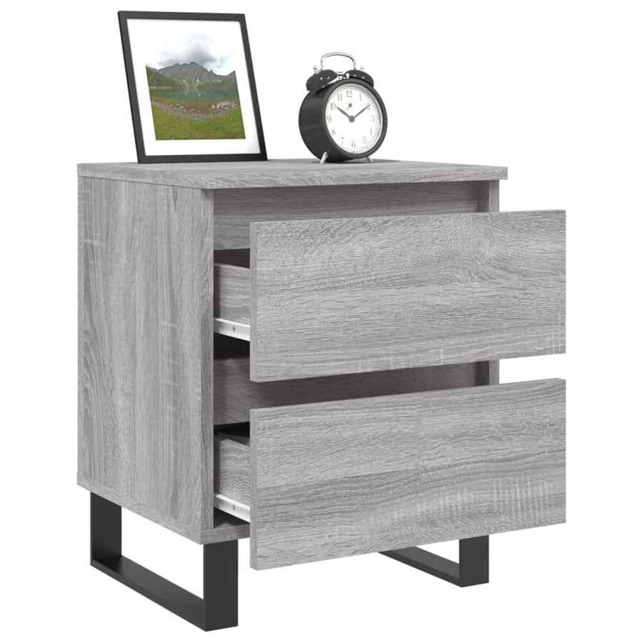 Nachtkastjes 2 st 40x35x50 cm bewerkt hout grijs sonoma eiken