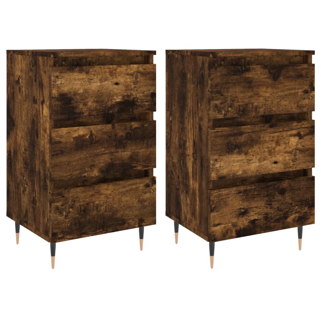 Nachtkastjes 2 St 40X35X69 Cm Bewerkt Hout Gerookt Eikenkleurig