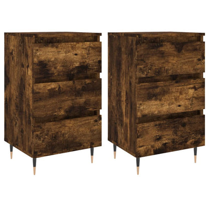 Nachtkastjes 2 St 40X35X69 Cm Bewerkt Hout Gerookt Eikenkleurig