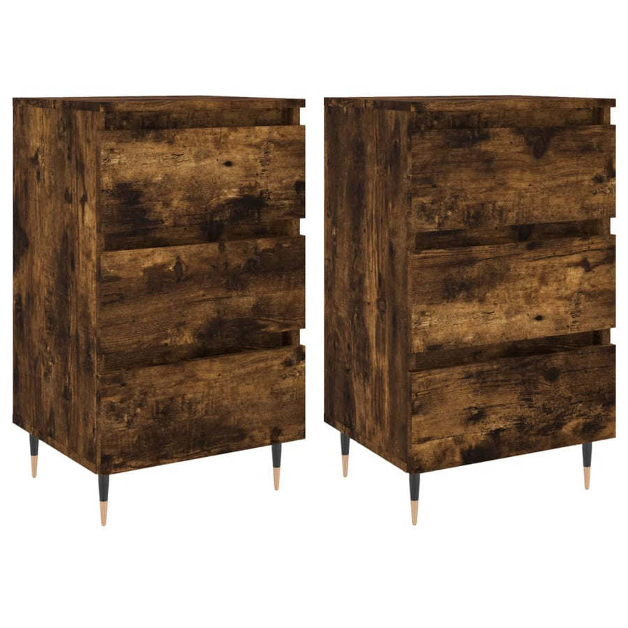 Nachtkastjes 2 St 40X35X69 Cm Bewerkt Hout Gerookt Eikenkleurig