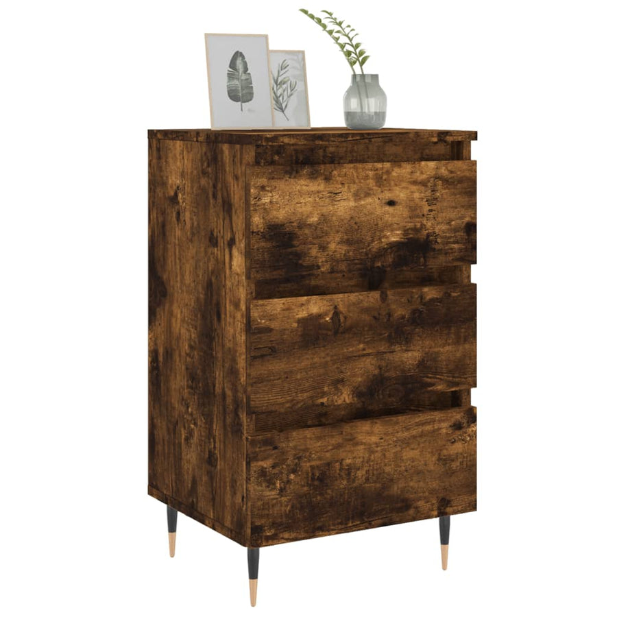 Nachtkastjes 2 St 40X35X69 Cm Bewerkt Hout Gerookt Eikenkleurig